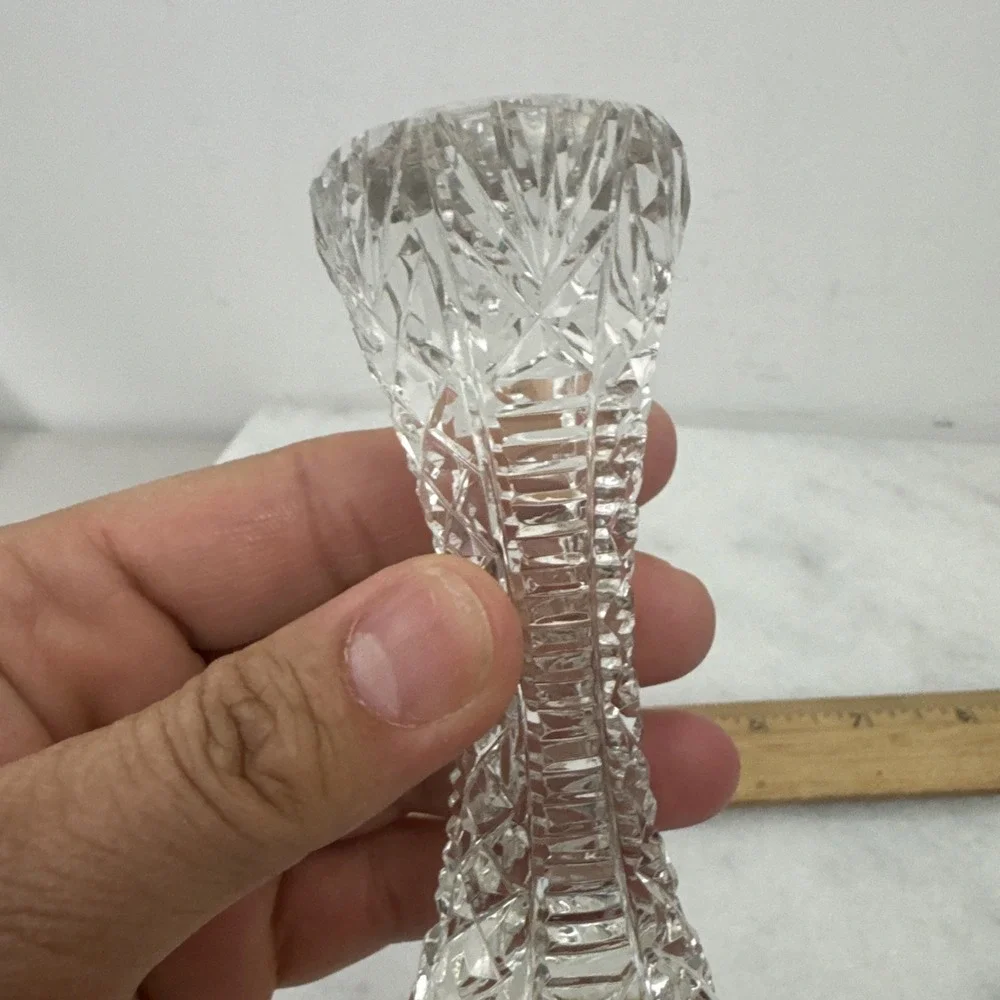 3 VTG Clear Zipper Cut Glass Barbell Knife Rests And Took Pick Holder